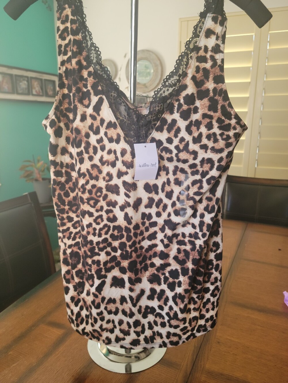 Willow Leopard Print Lace-Trim Camisole - Beige, Brown, Black by Willow-root